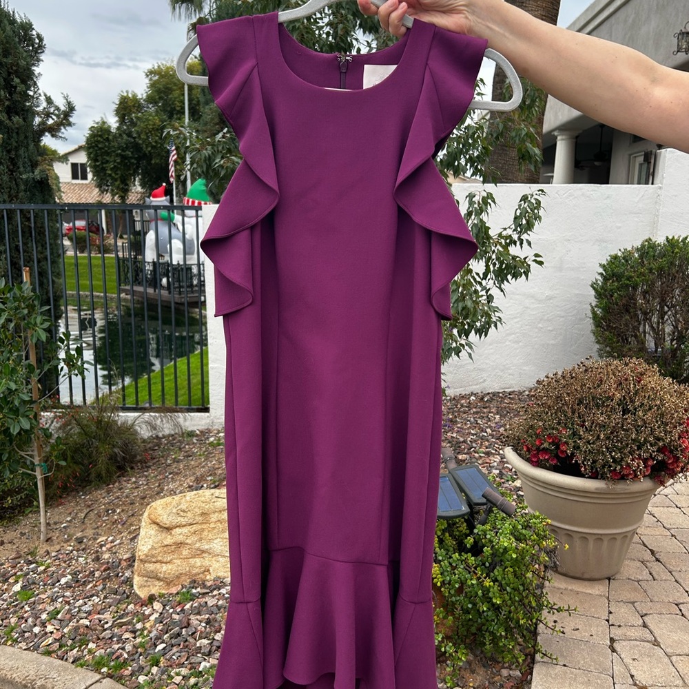 Cinq à Sept Vibrant Raspberry Cold Shoulder Dress